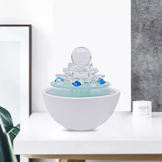 Table Ornament Fountain Indoor Tabletop Waterfall Water Feature LED Lights Ball