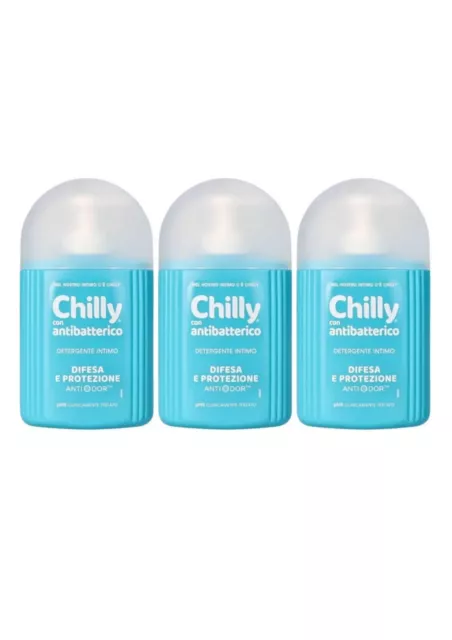 3 PZ Chilly Detergente Intimo Antibatterico Difesa e Protezione Ph5 200ml Nuovo