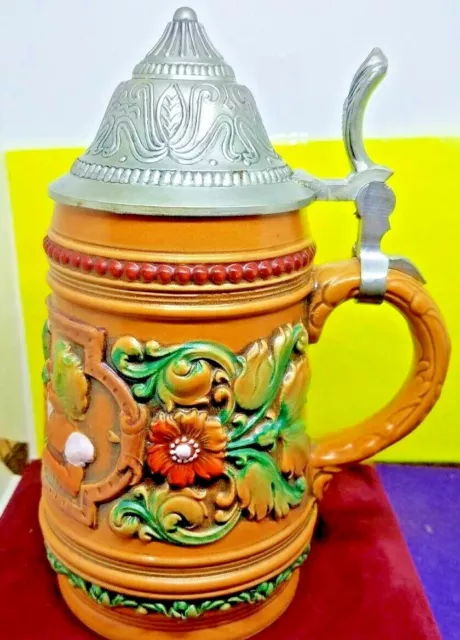 Vintage Stamped Handarbeit Original Gerzit Beer Stein Pewter Lid W. Germany