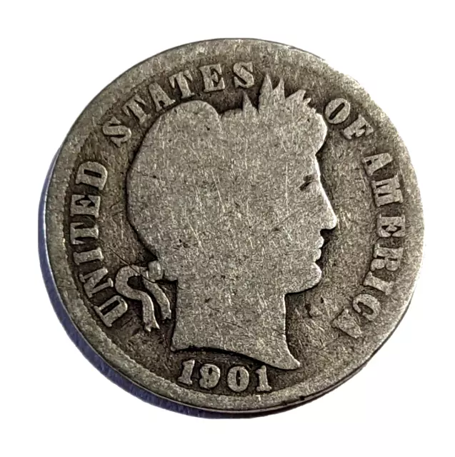 1901-P Barber Dime Philadelphia 10C Silver Ag /G Collector Coin Stock Photo