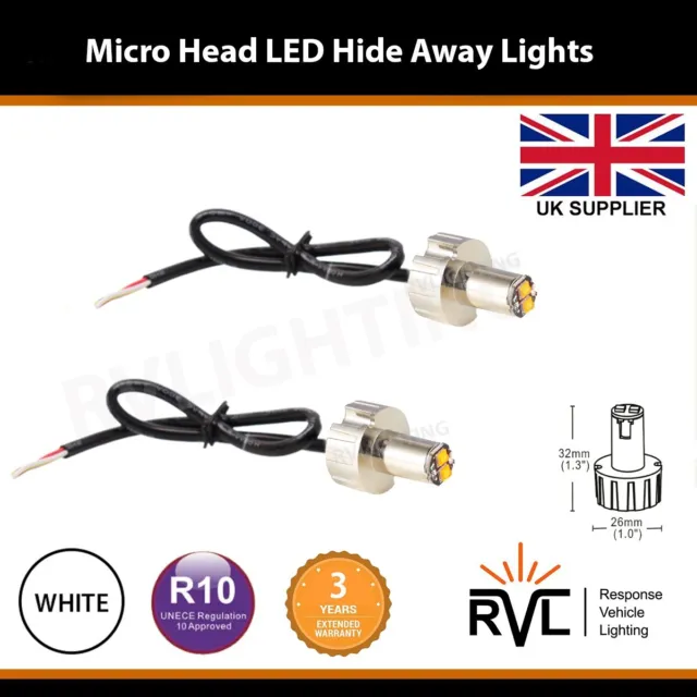 12v, 24v Flashing LED HIDE AWAY LIGHTS, Micro Blast Recovery strobe beacon WHITE