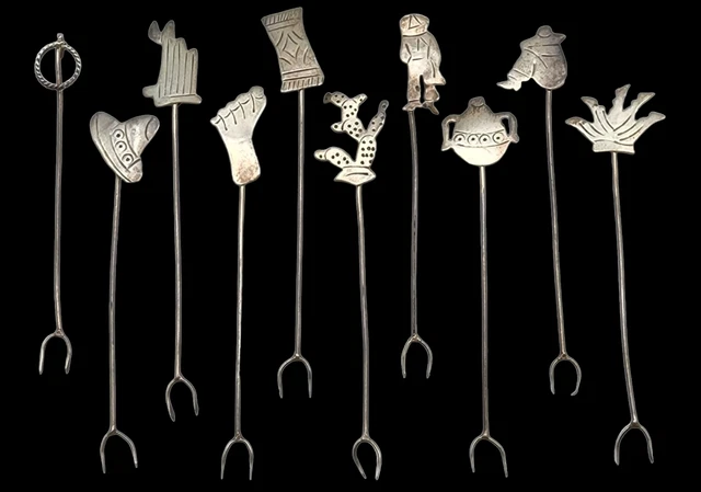 VINTAGE Mexico Sterling Silver Figural Appetizers Picks