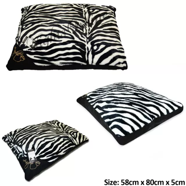 Luxury Zebra Large Fur Dog Bed-Pet Washable Zipped Mattress Cushion UK