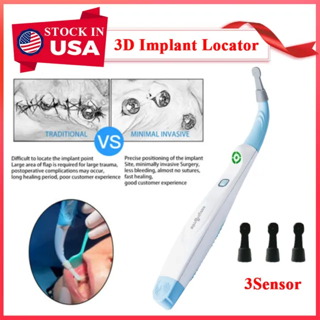 Dental 3D Smart Implant Detector Locator 270°Rotating+Sensor Head*3+Barries*100