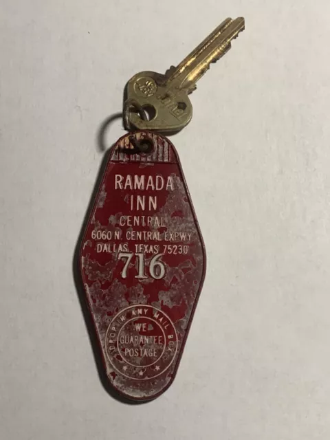 Ramada Inn Hotel Motel Room Key Fob & Key Dallas Texas #716