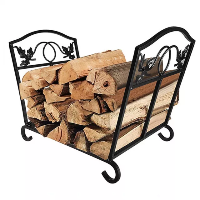 Folding Log Storage Rack, Log Holder Firewood Racks,Black