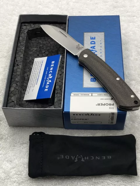 Benchmade 319 Proprer Slipjoint Folding Pocket Knife Sheepsfoot Style Blade NIB