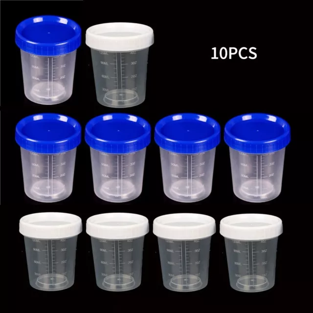10 un. frascos de muestras de plástico con tapas 120 ml para orina y medicamentos