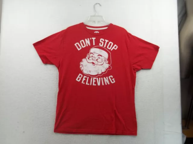 Dont Stop Believing Santa Claus Christmas Mens Red Graphic T Shirt Size L