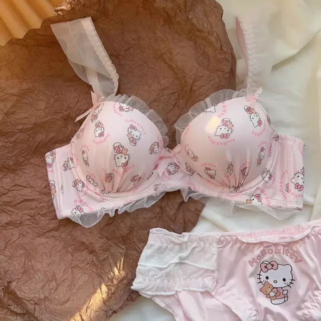 SANRIO ANIME HELLO Kitty Girl Underwear Cute Printed Gathering Bra Panties  Set $10.57 - PicClick
