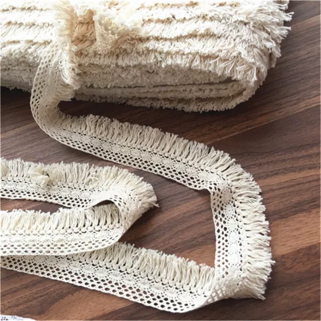 1 Yd Cotton Lace Tassel Trim Ribbon Fringe Fabric Garment DIY Sewing Craft 4cm