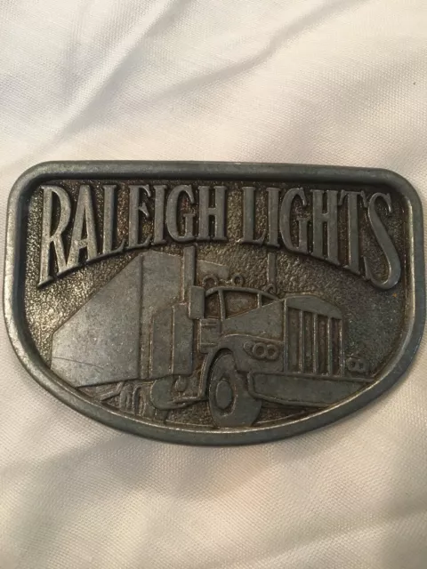 Raleigh Lights Cigarettes Tobacco Semi Truck Trucking 1970's Vintage Belt Buckle