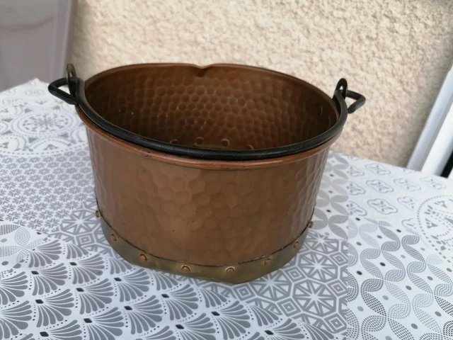 ANCIEN CACHE-POT EN Cuivre Martelé L. Lecellier Villedieu EUR 15,00