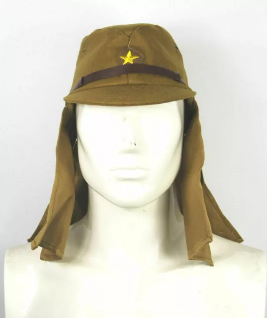 Wwii Ww2 Japanese Army Soldier Field Wool Cap Hat With Havelock Neck Flap L