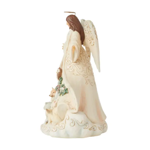 Jim Shore Heartwood Creek: White Woodland Angel with Coat Figurine 6012678 3