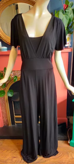 PER UNA M S Black Size 18 L Playsuit Jumpsuit Wide Leg 12.00