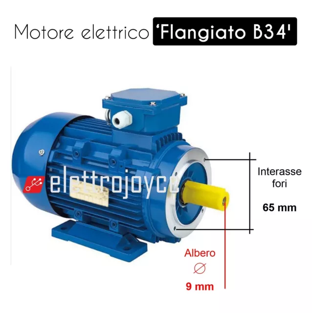 Motore elettrico trifase -  JM 56b Kw 0,12 230/400 V B 34 Flangiato + Piedini