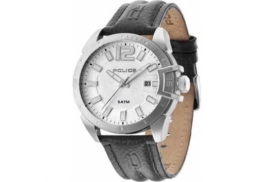 Police Orologio Da Uomo Al Quarzo Con Cinturino In Pelle P14195JS-13 - Quadrante Rotondo, Funzione Data, Stile Classico