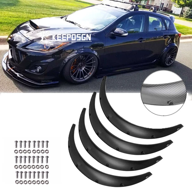 4.5& CARBON FIBER Fender Flares Wheel Arches Body Kit For Mazda 3