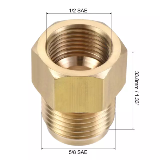 Brass Pipe fitting, 5/8 SAE Flare Male 1/2 SAE Female Thread, Tube Adapter 2