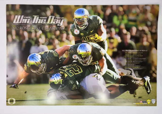 2012 Oregon DUCKS Football "Rose Bowl Champions" POSTER Team Schedule    26 x 38