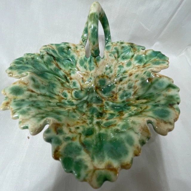 Hobbiest Ceramic Leaf Dish Mottled Glaze 1993 Vintage Retro Boho Candy Trinket