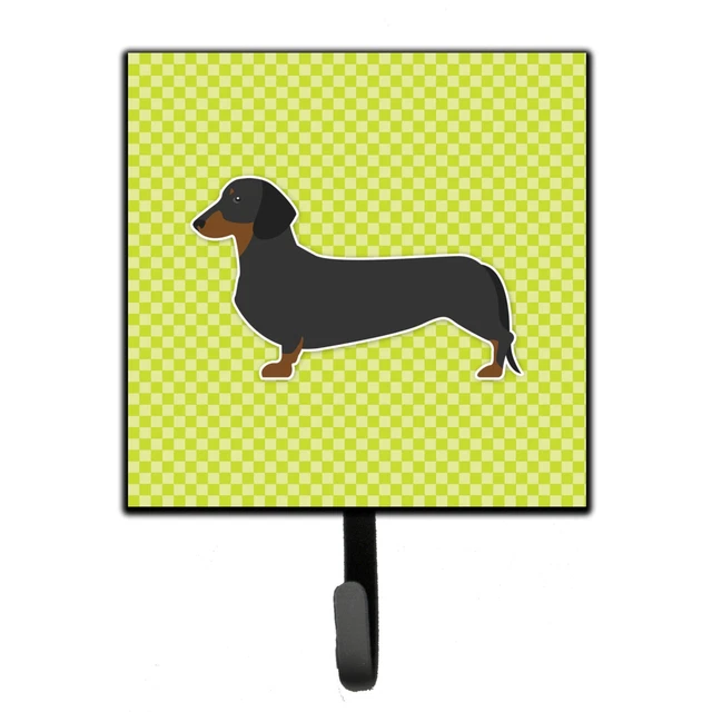 "Caroline's Treasures Dachshund Checkerboard Green Leash or Key Holder BB3782...