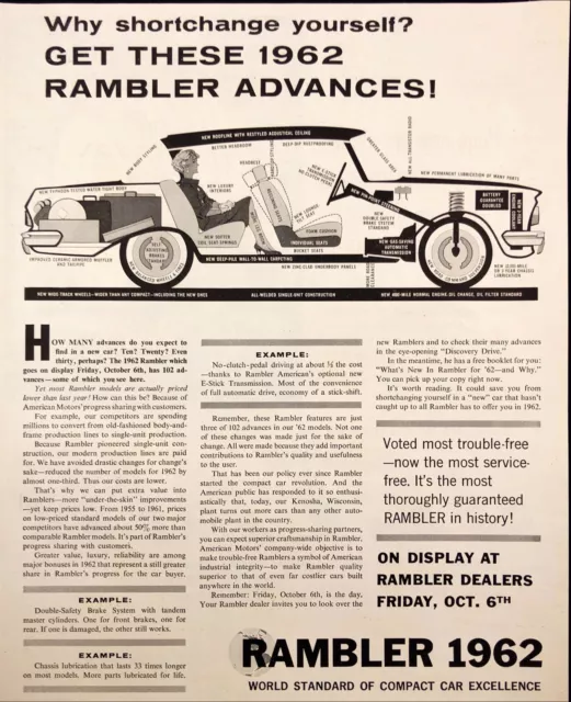 1961 Rambler for 1962 Compact Car Excellence Vintage Print Ad