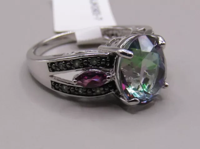 Gorgeous JTV NWT Sterling Silver Mystic Topaz Rhodalite Alexandrite Ring Sz 7