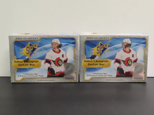 (2) Lot 2022-23 Upper Deck SPx NHL Hockey Factory Sealed Hobby Box