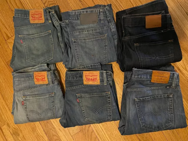 (6 Pairs) Men’s jeans 33x34 32x34 34x34 Levi’s Lucky Brand Calvin Klein