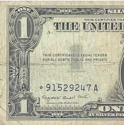 1957 A ~$1.00~ One Dollar Silver Certificate ***STAR***Note/Off Centered/SN Err.