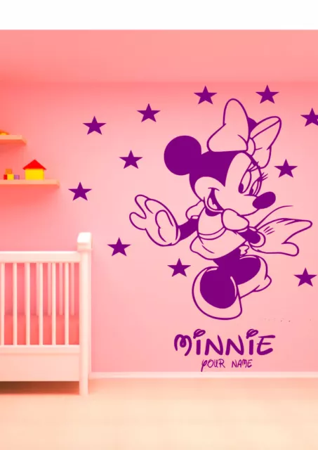 Minnie Mouse stars Personalised Wall Art Vinyl Graphic Sticker Wallpaper Decal!!