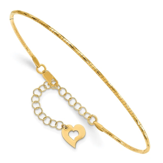Real 14K Yellow Polished w/2in. Ext. Round Twisted Omega Chain Bracelet; 7.5 in