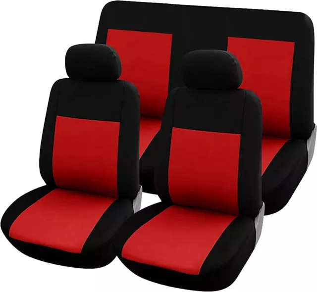 Housses de Siège Universel pour Voiture Set avant et Arrière Rouge/Noir Soft