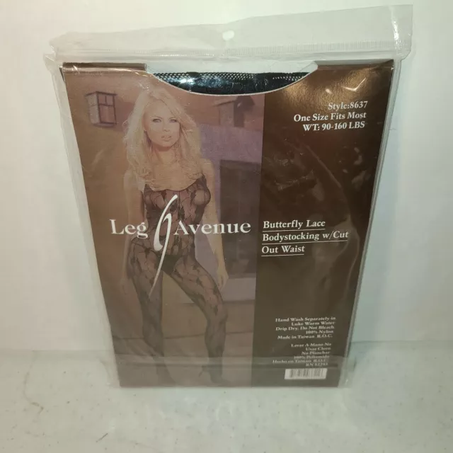 Leg Avenue Butterfly Lace Bodystocking w/ Cut Out Waist (8637 Black) 2