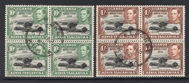 M13926 KUT-Kenya Uganda & Tanganyika 1952 SG163/4 - Royal Visit in blocks of 4.