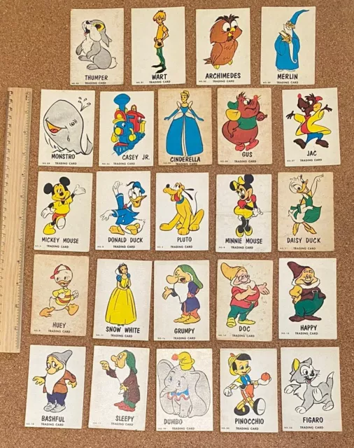Vintage 1964 Disney Wax Coated Trading Cards Regina Scanlens Lot Of 24 Vgc-Exc!