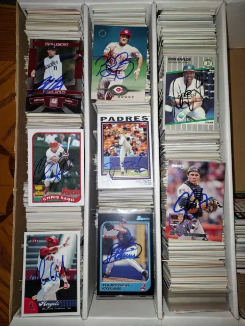 Lot of 100 different autographed baseball cards Topps Fleer Donruss