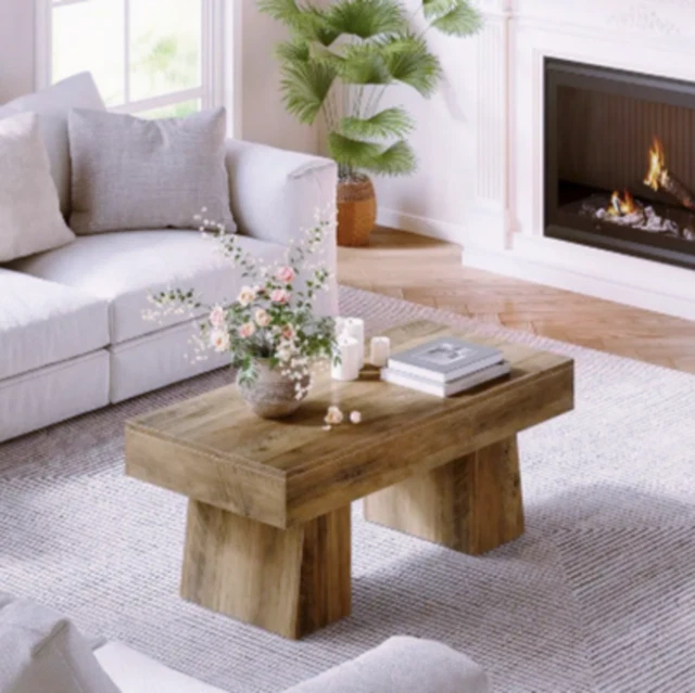 Table Basse En Bois Massif Mélèze 110x35x50 Cm – Diwa-design, Plateau épais 4,8 Cm