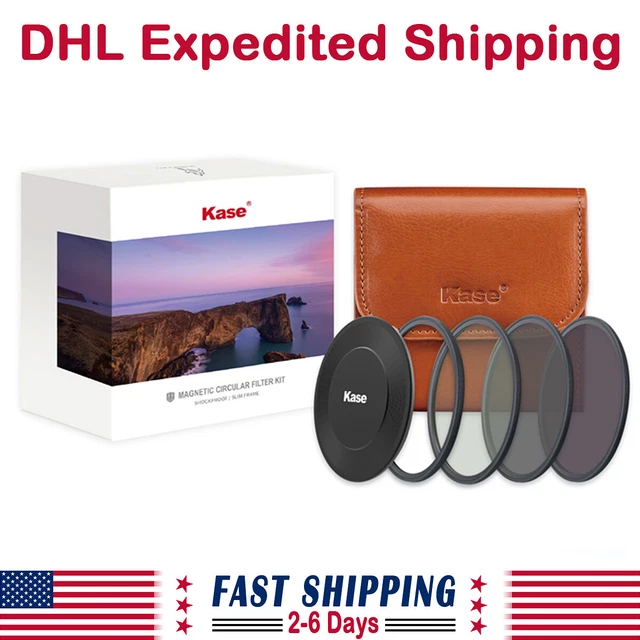 Kase Circular Camera Filter Kits Magnetic CPL ND8 ND64 Lens Cap Bag Adapter Ring