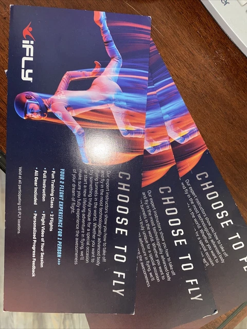 3 iFly  indoor skydiving  Flight Vouchers  "Choose to fly"