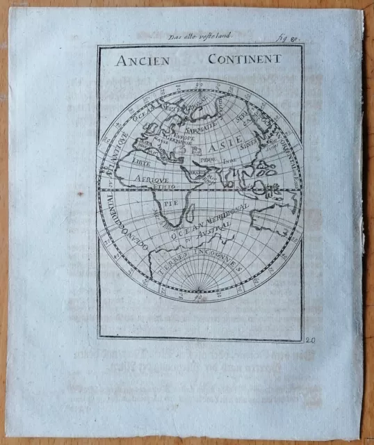 Map Eastern Hemisphere Ancien Continent - Original Print Mallet - 1718