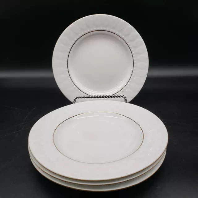 Vintage Gibson Designs Heritage Gold Saucer White with Gold Trim Set of 4