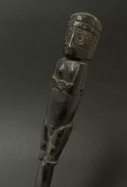 Antique Figural Massim Lime Spatula Trobriand Islands Tribal Art Carved Ebony