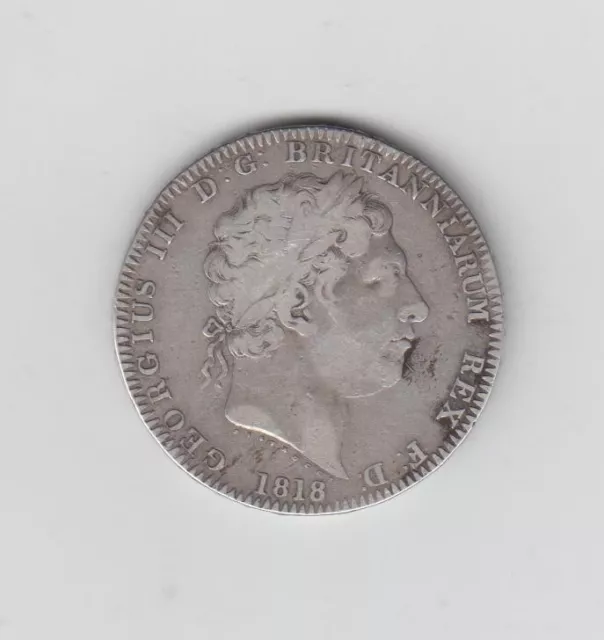 1818 LIX George III Silver (.925) Crown, Fine+, Minor Imperfections