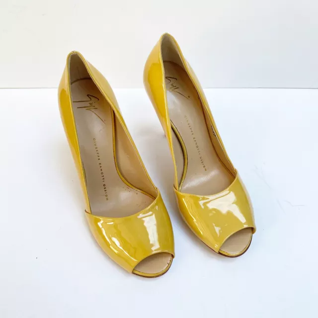 Giuseppe Zanotti Patent Leather Peep Toe Tan Stiletto Pumps US7.5 EU37.5 ($500)