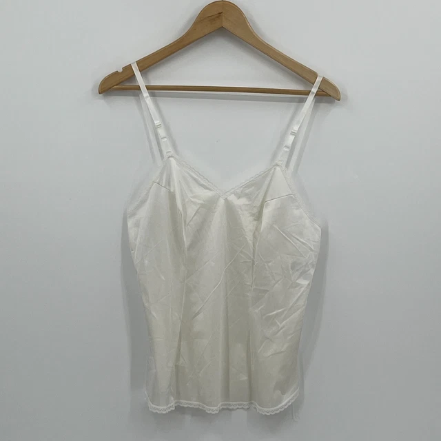 Vanity Fair Cami Top Women's 36/42 White Satin Babydoll Fairy Retro 70s 90s Y2k