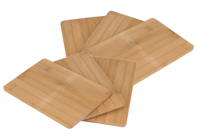 Bambus Schneide Brettchen - 6er Set - Holz Küchen Frühstücks Sertvier Brett