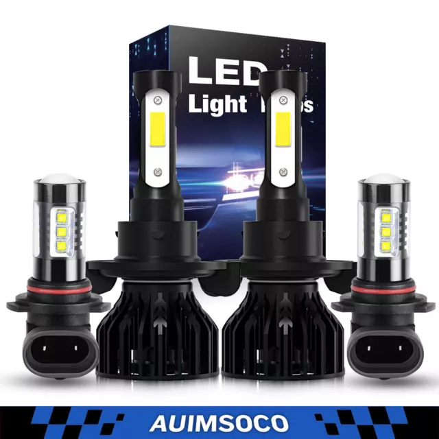 LED Headlight Hi/Low+Fog Light Bulbs Kit 6500K For Ford Mustang GT 2005-2012